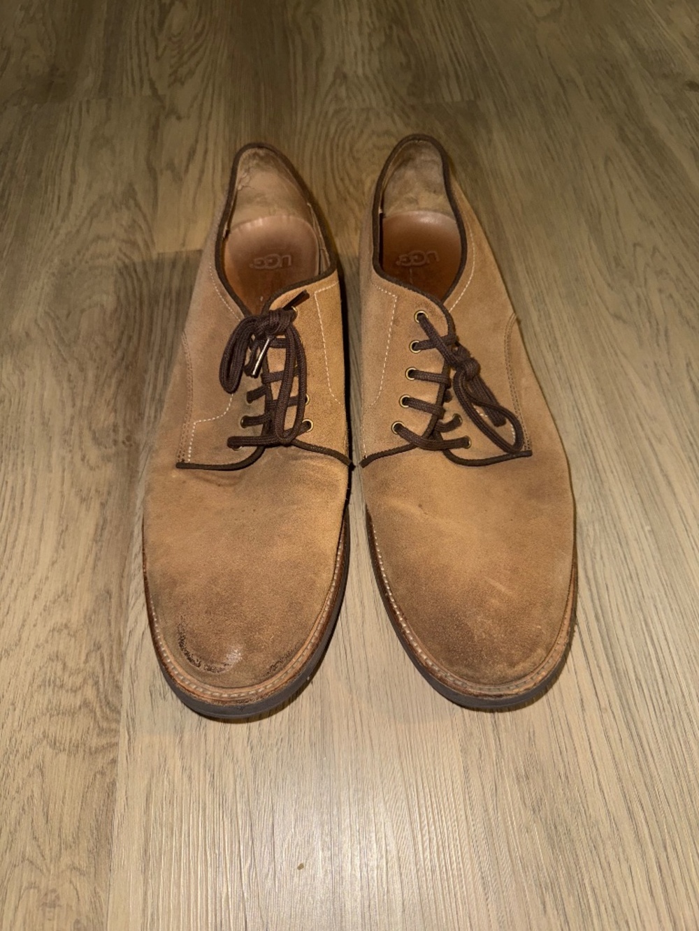 UGG Mens Chestnut Suede Derby Oxford Shoes Comfort System Casual Lace Up